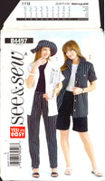 See & Sew 4497 Below Hip Shirt, Tapered Drawstring Shorts, Pants with Side Slits and Lined Hat, Sewing Pattern Size 8-12