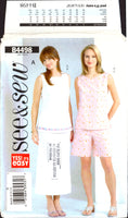 See & Sew 4498, Sleeveless Top with Back Buttons, Straight Skirt and Shorts, Sewing Pattern Size 8-12