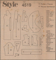 Style 4519 Sewing Pattern, Dress and Unlined Jacket, Size 8-10-12, Cut, Complete