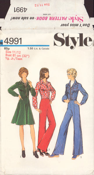 Style 4991 Sewing Pattern, Jacket, Skirt and Trousers, Size 11/12 Junior/Teen, Cut, Complete