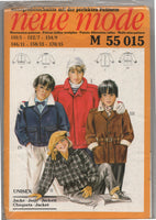 Neue Mode 55015 Childs' Unisex Winter Jackets in Four Styles, Uncut, Factory Folded Sewing Pattern Multi Size 5-15