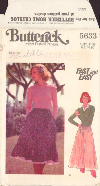 Butterick 5633 Sewing Pattern, Skirt, Size Medium, Uncut, Factory Folded