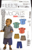 McCall's 6016 Infants Shirts, Shorts and Pants, Sewing Pattern Multi Size S-XL