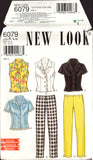 New Look 6079 Sleeveless or Short Sleeve Blouse and Slim Pants, Sewing Pattern Multi Size 8-18