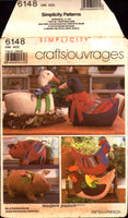 Simplicity 6148 Set of Stuffed Decorative Farm Animals: Goose, Hen, Pig, Flower Cluster, Sewing Pattern