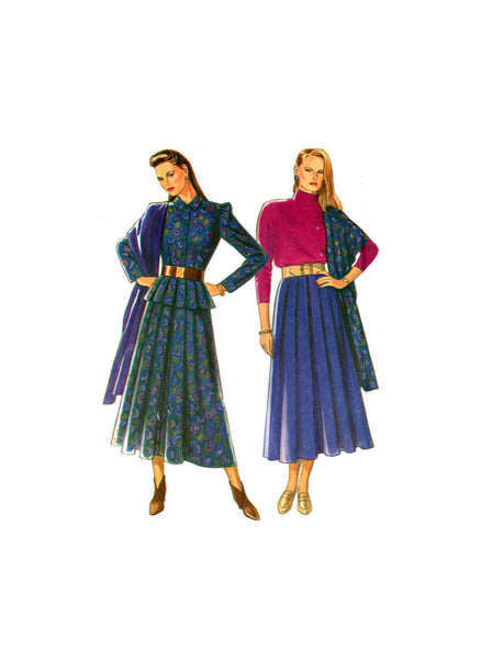 New Look 6173 Peplum Blouse, Full, Flared Skirt and Sash, Sewing Pattern Multi Size 8-18
