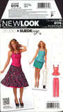 New Look 6174 Studio Suede Halter Neck or Shoulder Strap Peplum Top, Straight or Flared Skirt and Pants, Sewing Pattern Multi Size 4-16