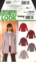 New Look 6322 Jacket with Collar Variations, Sewing Pattern Multi Plus Size 10-22