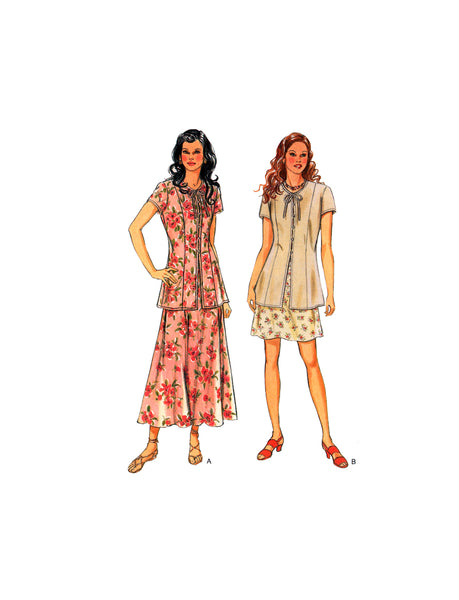 New Look 6353 Short Sleeve, Open Front Jacket and Dress in Two Lengths, Sewing Pattern Multi Size 8-18