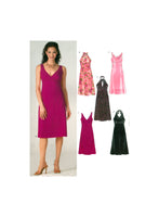 New Look 6375 Slightly Flared Dress with Halter or V-Neckline, Multi Size 6-16