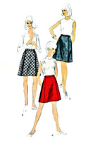 Vogue 6729 Short, A-line Skirt with Bias or Straight Grained Front Panel with Optional Trim, Sewing Pattern Waist 25 Hip 34