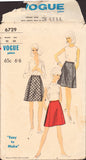 Vogue 6729 Short, A-line Skirt with Bias or Straight Grained Front Panel with Optional Trim, Sewing Pattern Waist 25 Hip 34