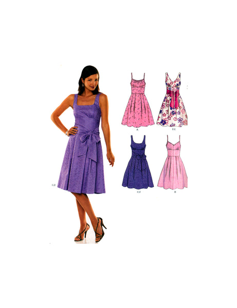 New Look 6776 Sundress with Wide or Thin Shoulder Straps, Flared Skirt and Optional Bow Tie Belt, Multi Size 8-18