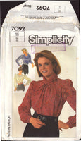 Simplicity 7092 Front Pleated Blouses with Collar Variations, Sewing Pattern Size 16