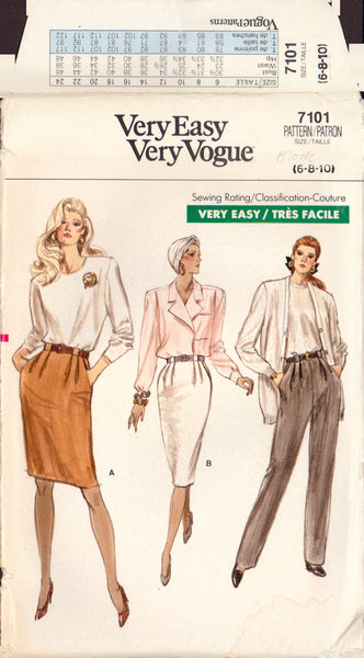 Vogue 7101 Sewing Pattern, Skirt and Pants, Size 6-8-10, Uncut, Factory Folded OR Size 12, Cut, Complete