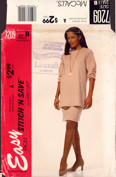 McCall's 7209 Sewing Pattern, Tunic and Skirt, Size 18-20-22-24, Uncut, Factory Folded