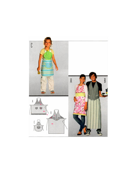 Burda 7411 Unisex Adult and Child's Long or Short Aprons Uncut, Factory Folded, Sewing Pattern Multi Size