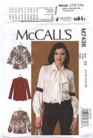 7436 McCall's Tops with Sleeve and Collar Variations, Uncut, Factory Folded Sewing Pattern Size 6-14 or 14-22