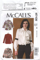 7436 McCall's Tops with Sleeve and Collar Variations, Uncut, Factory Folded Sewing Pattern Size 6-14 or 14-22