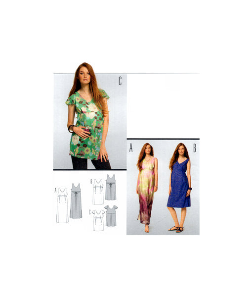 Burda 7527 Maternity Wear: Semi-Fitted Dress in Two Lengths and Tunic, Uncut, Factory Folded, Sewing Pattern Multi Size 6-18