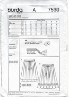 Burda 7530 Boho Flared, Ruffled Hem Skirt in Two Lengths Uncut, Factory Folded, Sewing Pattern Mult Size 6-18