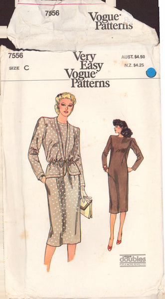 Vogue 7556 Sewing Pattern, Dress and Jacket, Size 10-12, Uncut, Factory Folded