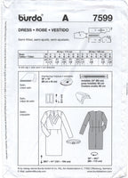 Burda 7599 Dress with Belt, Cowl Neckline and Sleeves in Two Lengths Uncut, Factory Folded, OOP Sewing Pattern Size 10-22