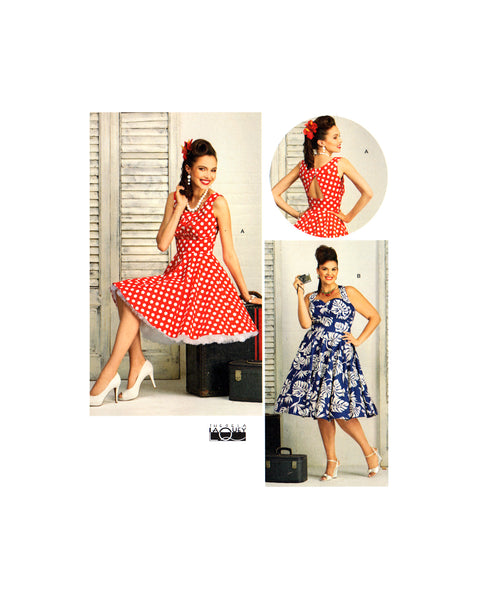 Simplicity 8051 Rockabilly Sundress with Bodice and Back Style Variations, Sewing Pattern Size 10-18