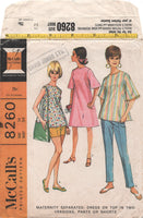 McCall's 8260 Maternity Separates: Dress or Top in Two Versions, Pants or Shorts, Sewing Pattern Size 14 Bust 34"