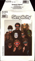 Simplicity 8289 Halloween, Masquerade Ball Masks, Sewing Pattern Size approx. 19cm x 24cm