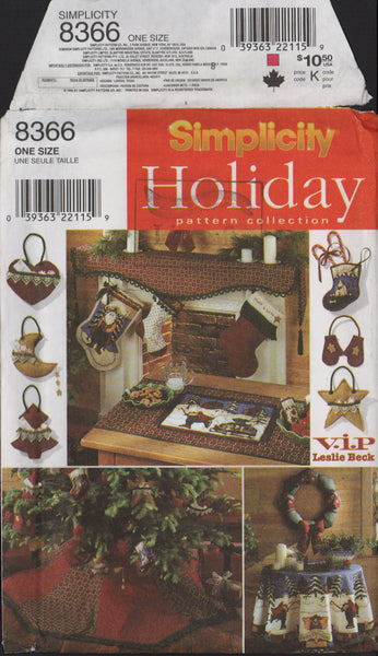 Simplicity 8366 Sewing Pattern, Christmas Accessories, One Size, Uncut, Factory Folded