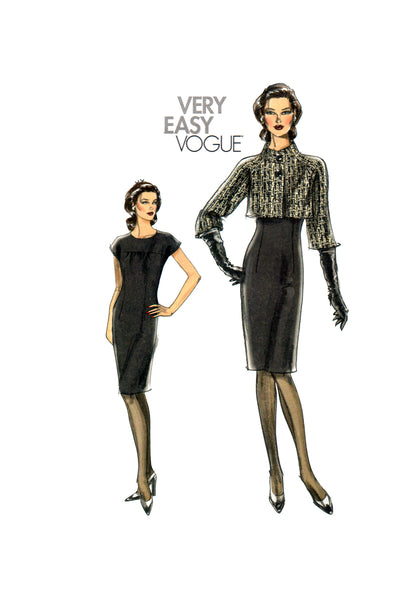 Vogue 8414 Crop Jacket and Cap Sleeve Dress, Uncut, Factory Folded Sewing Pattern Size 14-20