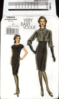 Vogue 8414 Crop Jacket and Cap Sleeve Dress, Uncut, Factory Folded Sewing Pattern Size 14-20