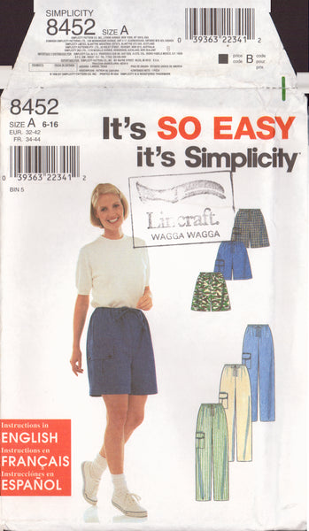 Simplicity 8452 Sewing Pattern, Pants and Shorts, Size 6-16, Uncut, Factory Folded