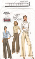 Vogue 8457 Semi-Fitted or Loose-Fitting Flared, Floor Length Pants with Waist Yoke, Sewing Pattern Size 6-12