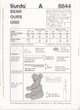 Burda 8844 Sewing Pattern, Bear Patterns, Uncut, Factory Folded