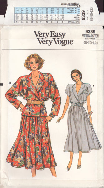 Vogue 9339 Sewing Pattern, Skirt and Top, Size 8-10-12, Uncut, Factory Folded