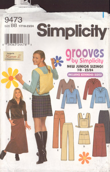 Simplicity 9473 Sewing Pattern, Girls' Skirt, Pants, Backpack and Knit Top, Size 17/18-23/24, Uncut, Factory Folded