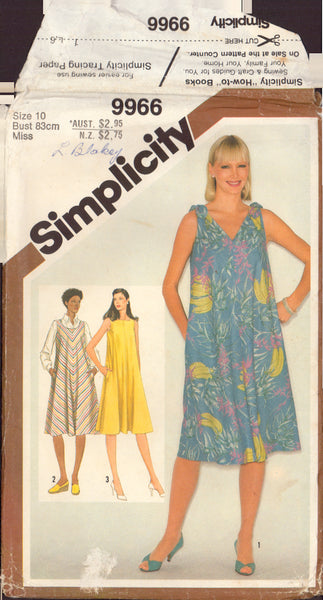 Simplicity 9966 Sewing Pattern, Sundresses or Jumpers, Size 10, Partially Cut, Complete