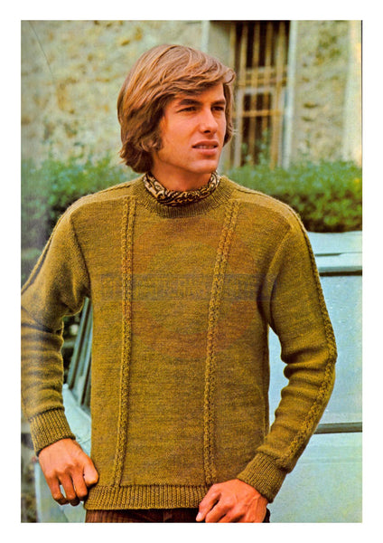Vintage 70s Cable Sweater Pattern Instant Download PDF 2 pages plus 1 page with general info