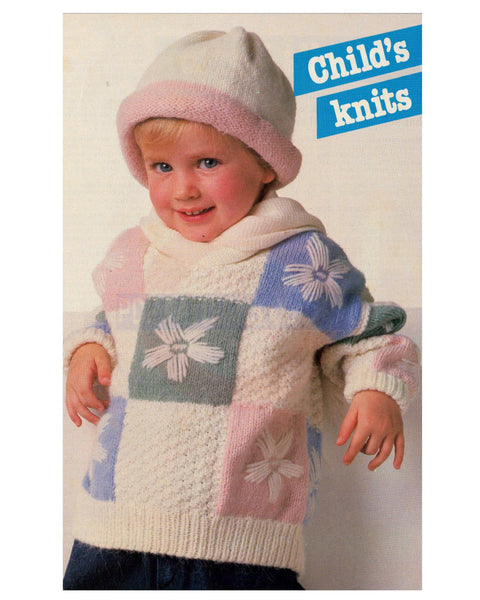 Child's Knits 80s Knitted Toddler's Jumper and Hat Pattern Instant Download PDF 2 pages