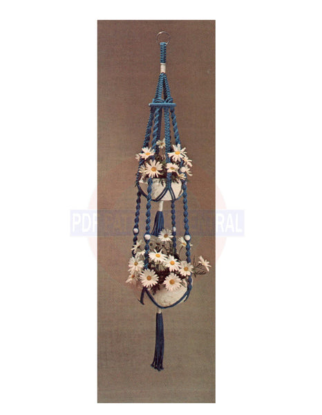 Vintage 70s "Contessa" Macrame Plant Hanger Pattern Instant Download PDF 2 pages