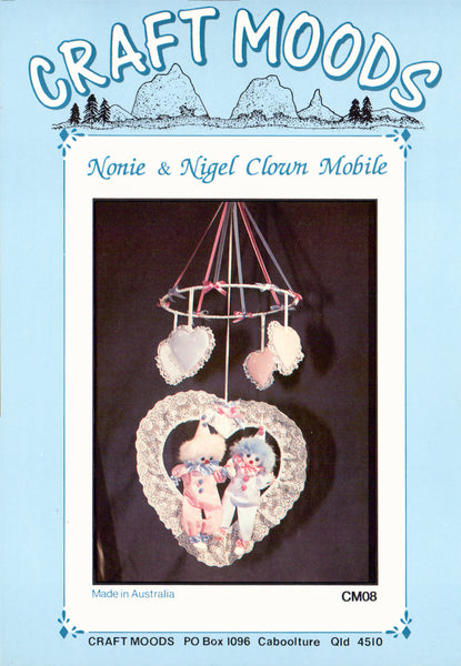 Craft Moods - Nonie & Nigel Clown Mobile Sewing Pattern, Curtains, Uncut, Factory Folded