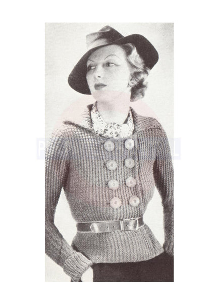 30s double-breasted Sand Stitch Jacket Pattern Instant Download PDF 3 pages