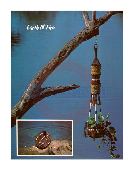 Vintage 70s "Earth 'N Fire" Macrame Plant Hanger Pattern Instant Download PDF 2.5 + 2 pages