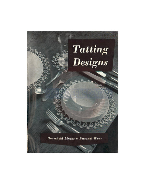 Tatting Designs - 50s Tatting Patterns For Doilies, Collars , Glove Trimmings etc - Instant Download PDF 16 pages