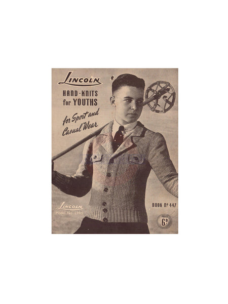 Lincoln 447 Hand-Knits for Youths - 40s Knitting Patterns for Young Men Instant Download PDF 16 pages