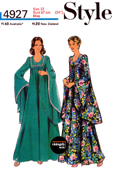 70s Evening Caftan with Godet Sleeves, Bust 32.5" (83 cm), 34" (87 cm) Patterns Central 70s Evening Caftan with Godet Sleeves, Bust 32.5" (83 cm), 34" (87 cm) Patterns Central