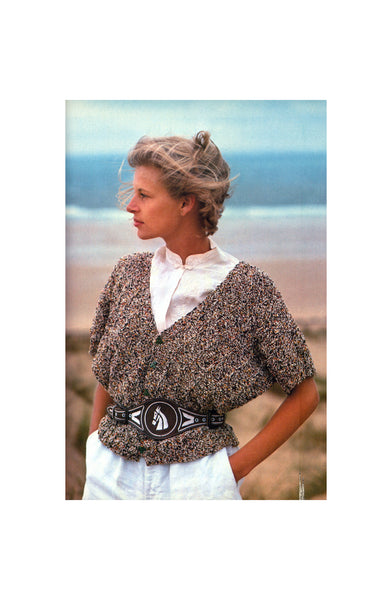 80s Summery Knitted Short Sleeve Cardigan, Knitting Pattern Bust Size 81-91 cm, Instant Download PDF, 3 pages