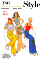 70s Rare Wide Leg Sailor Trousers with Three Knit Tops, Bust 32.5" (83 cm) or 34" (87 cm), Style 3747, Vintage Sewing Pattern Reproduction
